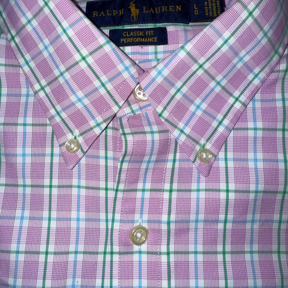 Ralph Lauren Men's Pink Plaid Shirt: Classic Fit Performance - Picture 3 of 3
